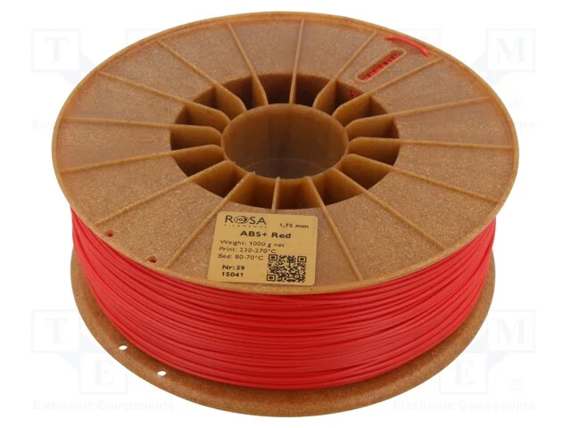 Filamento: Abs+, 1,75mm, Vermelho, 230&divide;270c, 1kg