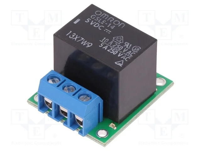 M&oacute;dulo: Rel&eacute;, Ch: 1, 5vdc, Max.250vac, 10a, Ucom: Max.125vdc, Gpio