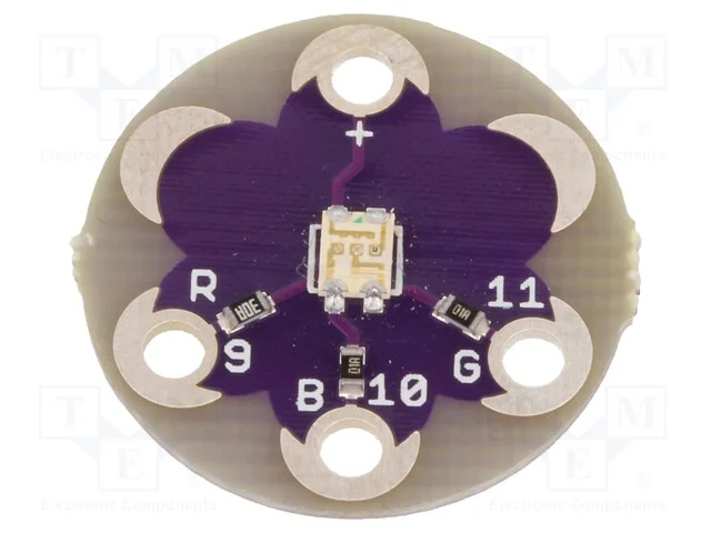 M&oacute;dulo: LED, LilyPad, RGB,diferentes cores, furos.