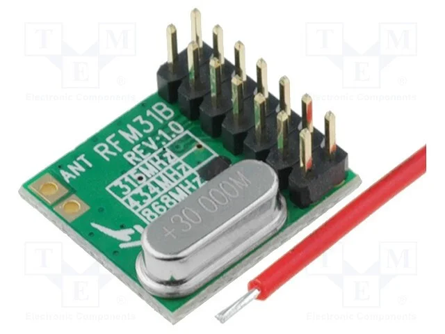 M&oacute;dulo: RF; receptor FM; FSK; 868MHz; SPI; -121dBm; 1,8&divide;3,6VDC; THT