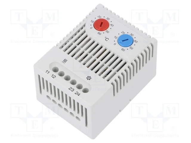 Sensor: termostato, NC + NO, 10A, 250VAC, grampos.