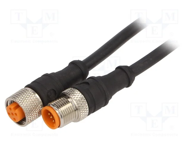 Cabo de Conex&atilde;o, M12, Pin: 5, 5m, Ficha, 60vac, 4a, -25&divide;80c, Ip67