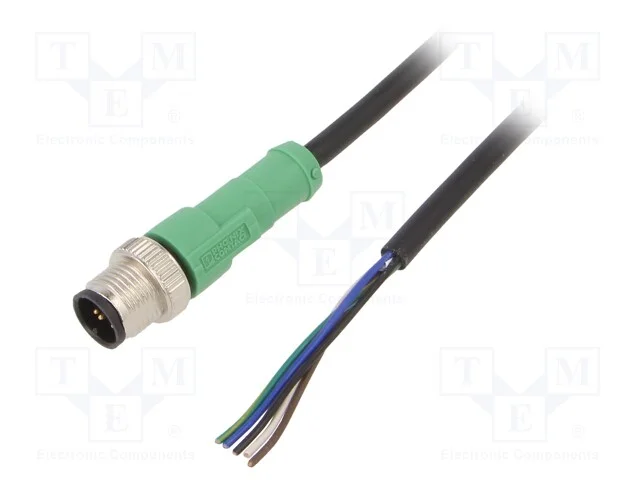 Cabo de Conex&atilde;o, M12, Pin: 5, Simples, 1,5m, Ficha, 60vac, 4a, Pvc