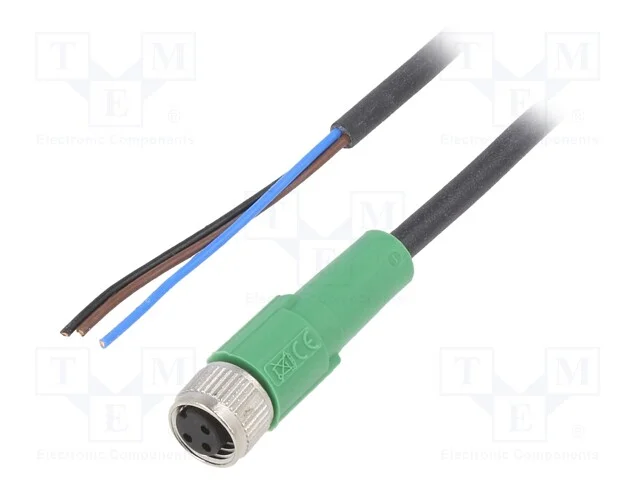 Cabo de Conex&atilde;o, M8, Pin: 3, Simples, 5m, Ficha, 60vac, 4a, -25&divide;90c