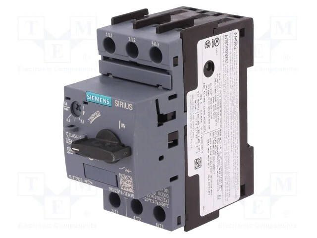 Disjuntor de Motor, 1,5kw, 220&divide;690vac, para Trilho Din, 3rv2