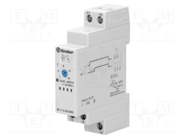Rel&eacute; Temporizado, 0,1s&divide;24h, Spdt, 250vac/10a, Uten: 24&divide;240vac