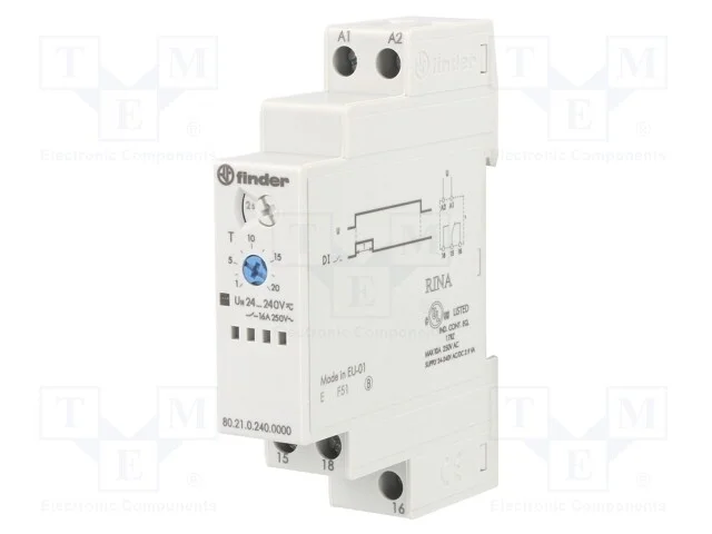 Rel&eacute; temporizado, 0,1s&divide;24h, SPDT, 250VAC/10A, Ute.