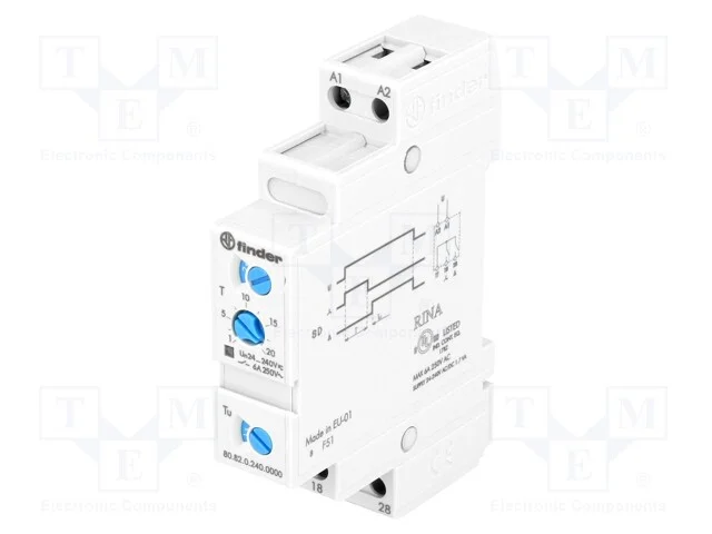 Rel&eacute; Temporizado, 0,1s&divide;20min, Dpst-No, 250vac/6a, Uten: 24&divide;240vac