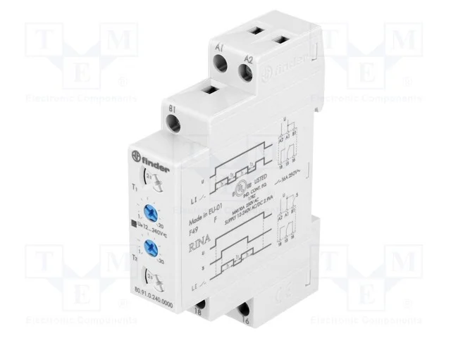 Rel&eacute; temporizado, 0,1s&divide;24h, SPDT, 250VAC/10A, Ute.