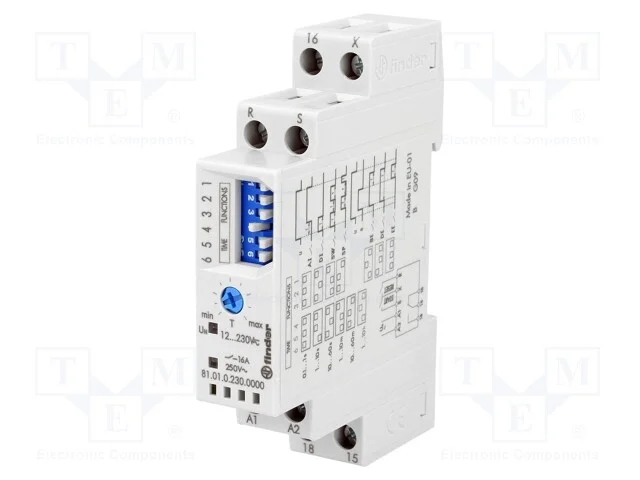 Rel&eacute; Temporizado, 0,1s&divide;10h, Spdt, 250vac/16a, Uten: 12&divide;230vac