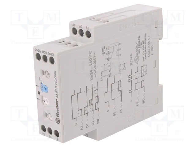 Rel&eacute; Temporizado, 0,05s&divide;10dias, Dpdt, 250vac/12a, Uten: 24&divide;240vac