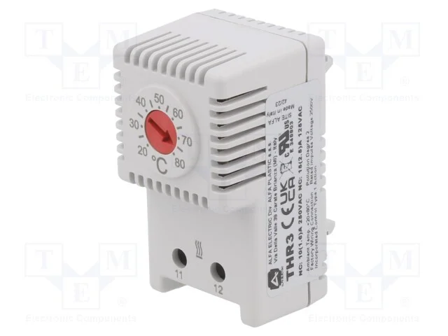 Sensor: termostato, NC, 10A, 250VAC, grampos de t.