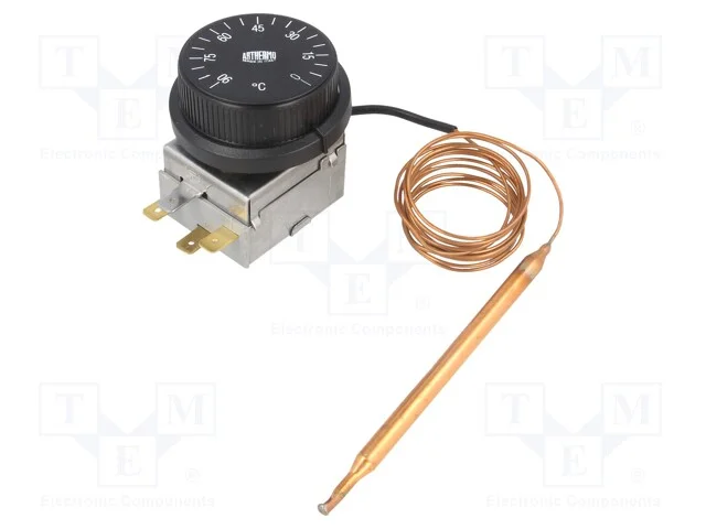 Sensor: termostato com capilar, SPDT, 10A, 400VAC.