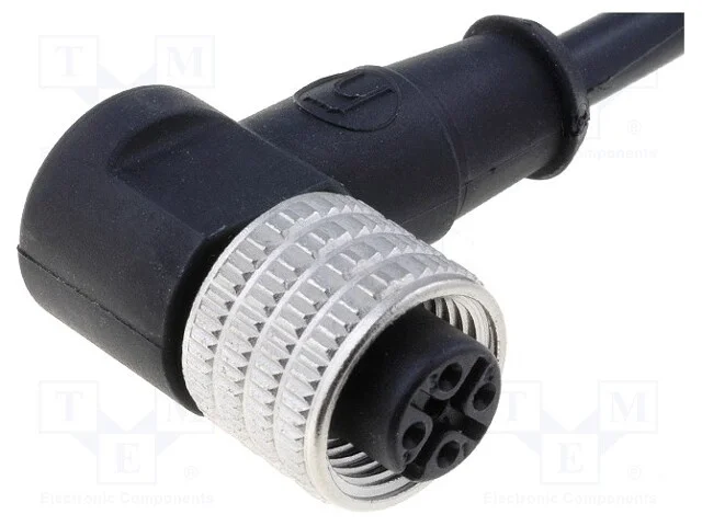 Cabo de Conex&atilde;o, M12, Pin: 4, Angular, 5m, Ficha, 250vac, 4a, Ip67