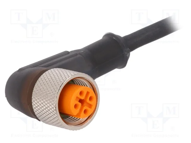 Cabo de Conex&atilde;o, M12, Pin: 4, Angular, 2m, Ficha, 250vac, 4a, Ip67