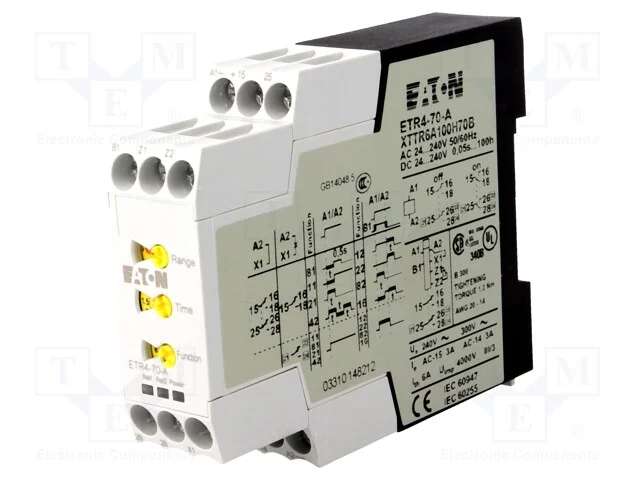 Rel&eacute; temporizado, SPDT, 250VAC/5A, para trilho DIN