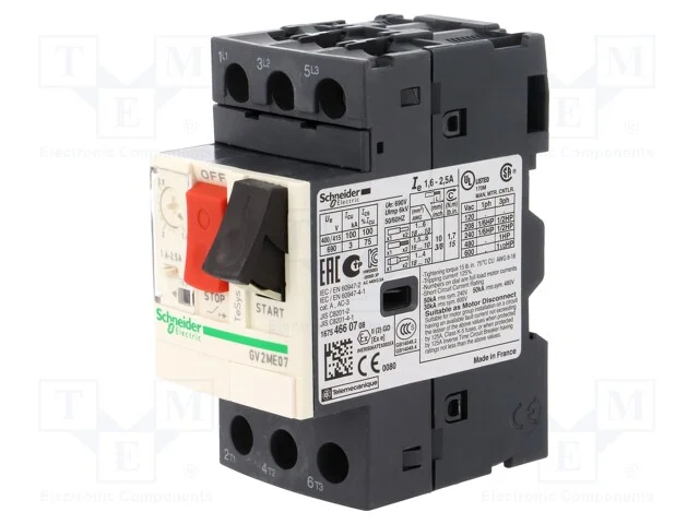 Disjuntor de Motor, 0,75kw, 230&divide;690vac, para Trilho Din, Ip20