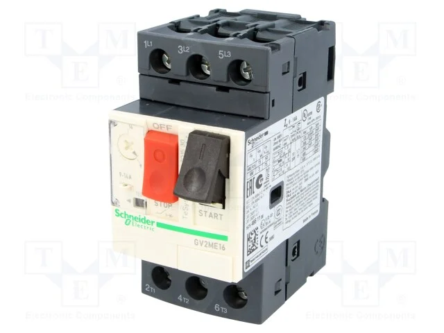 Disjuntor de Motor, 5,5kw, 230&divide;690vac, para Trilho Din, Ip20
