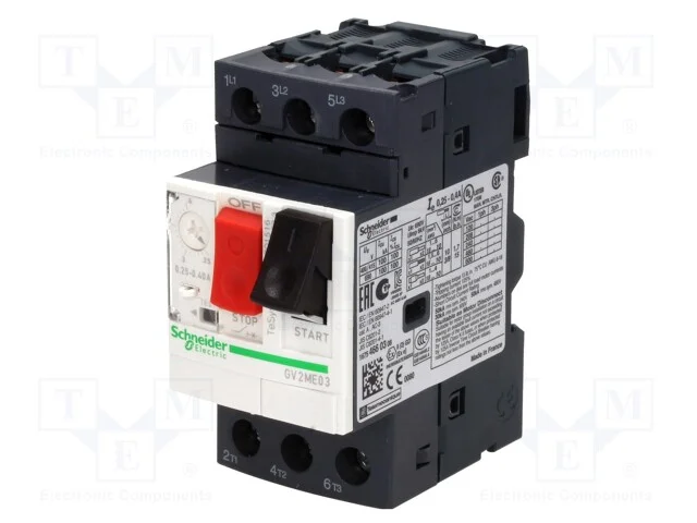 Disjuntor de Motor, 15kw, 230&divide;690vac, para Trilho Din, Ip20