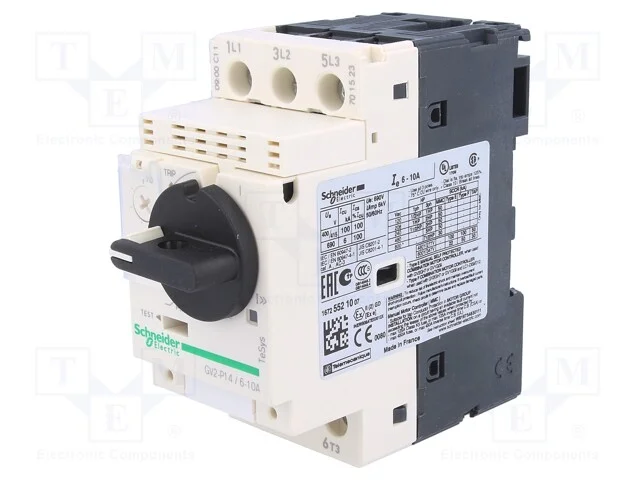 Disjuntor de Motor, 3kw, 230&divide;690vac, para Trilho Din, Ip20, Gv2p