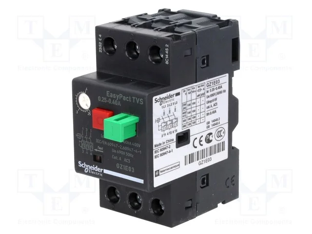 Disjuntor de motor, 0,37kW, 230&divide;690VAC, para tril.