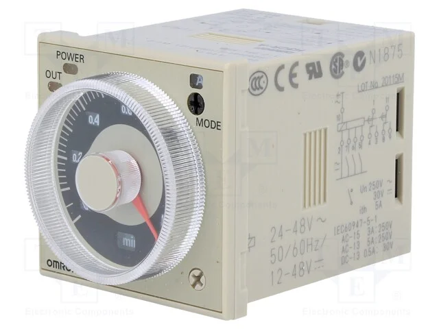 Rel&eacute; Temporizado, 0,05s&divide;300h, Dpdt, 250vac/5a, Uten: 24&divide;48vac