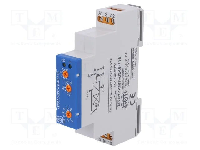 Rel&eacute; temporizado, 1s&divide;100h, SPDT, 250VAC/16A, Uten.