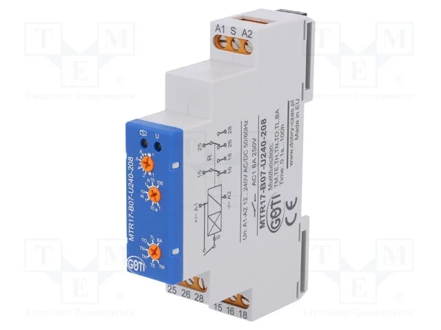 Rel&eacute; temporizado, 1s&divide;100h, SPDT x2, 250VAC/8A, Ut.