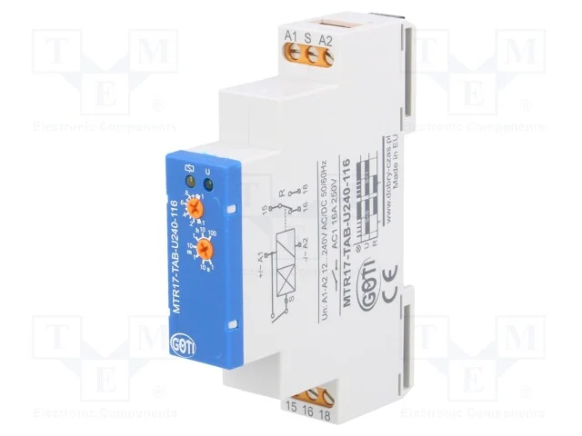 Rel&eacute; temporizado, 1s&divide;100h, SPDT, 250VAC/16A, Uten.