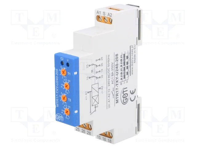 Rel&eacute; temporizado, 1s&divide;100h, SPDT x2, 250VAC/8A, Ut.