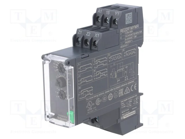 Rel&eacute; temporizado, 0,05s&divide;300h, SPDT, 250VAC/8A, Ut.