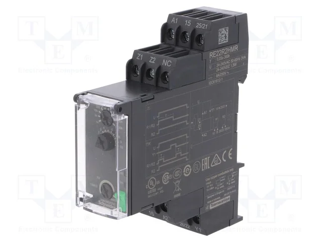 Rel&eacute; temporizado, 0,05s&divide;300h, DPDT, 250VAC/8A, Ut.