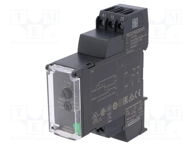 Rel&eacute; Temporizado, 0,3&divide;30s, Dpdt, 250vac/8a, Uten: 24&divide;240vac, Ip20