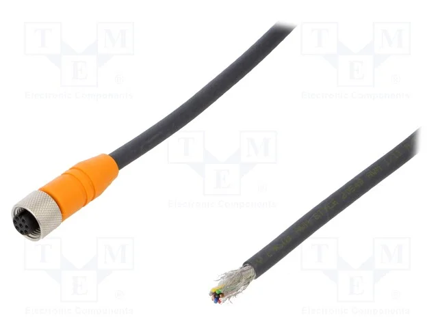 Cabo de Conex&atilde;o, M12, Pin: 8, Simples, 2m, Ficha, 30vac, 4a, -25&divide;80c