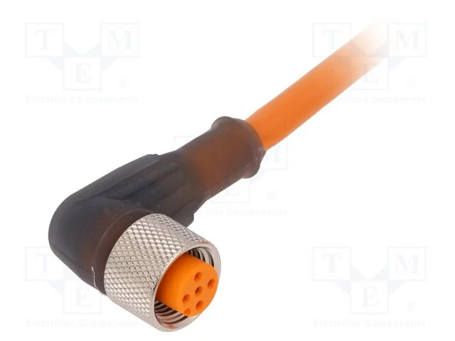 Cabo de Conex&atilde;o, M12, Pin: 5, Angular, 5m, Ficha, 60vac, 4a, -25&divide;80c