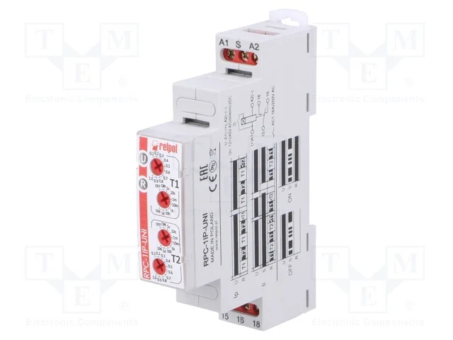 Rel&eacute; Temporizado, 1s&divide;10dias, Spdt, 250vac/16a,24vdc/16a, Pin: 6