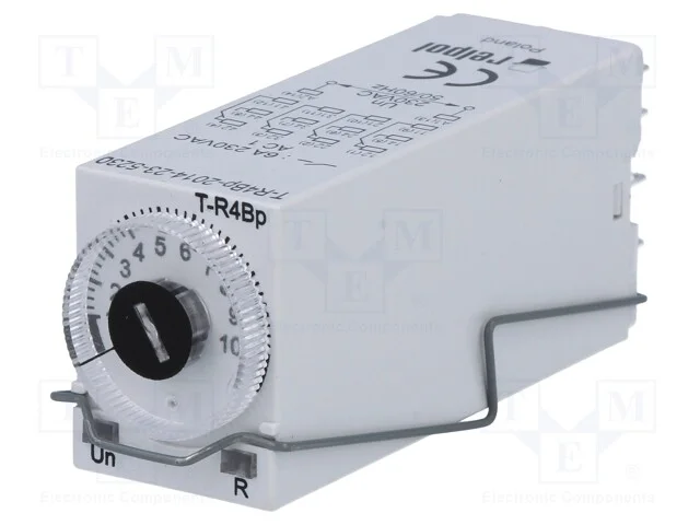 Rel&eacute; temporizado, 0,1s&divide;100h, 4PDT, 250VAC/6A, Ute.