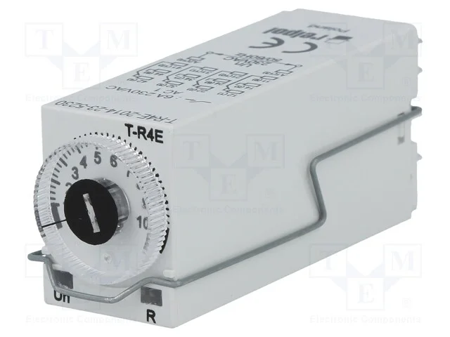 Rel&eacute; temporizado, 0,1s&divide;100h, 4PDT, 250VAC/6A, Ute.