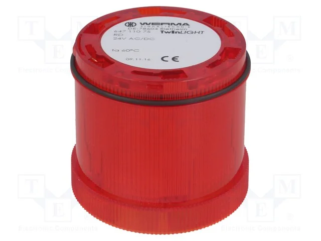 Sinalizador: Luminoso, Led, Vermelho, 24vdc, 24vac, Ip65, -30&divide;60c