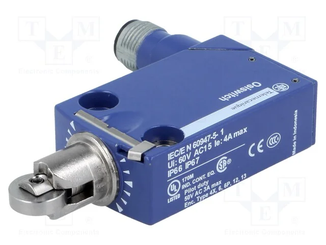 Interruptor extremo, rolo de metal 11,6mm, NO + N.