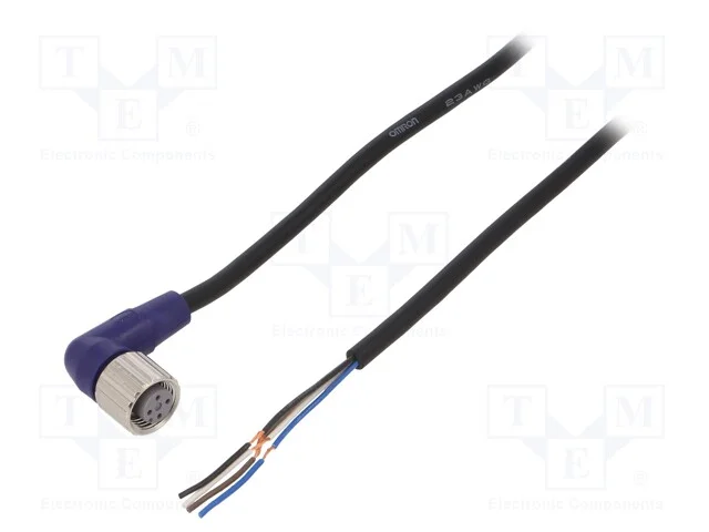 Cabo de Conex&atilde;o, M12, Pin: 4, Angular, 2m, Ficha, 0,8a, -10&divide;65c, Pvc