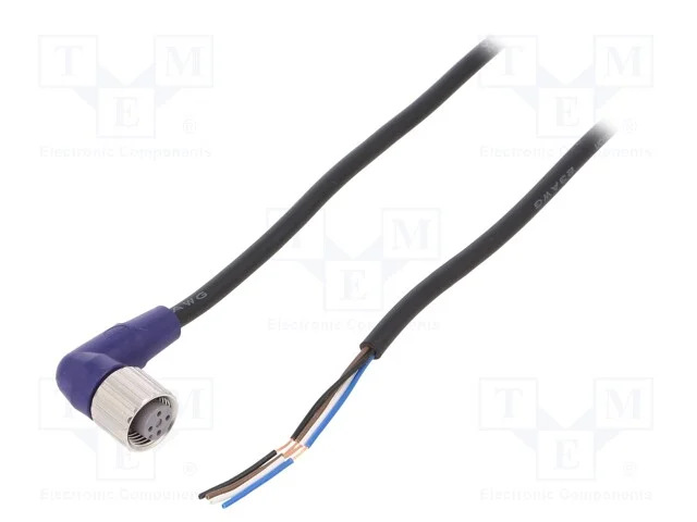 Cabo de Conex&atilde;o, M12, Pin: 4, Angular, 5m, Ficha, 0,8a, -10&divide;65c, Pvc