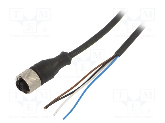 Cabo de Conex&atilde;o, M12, Pin: 4, Simples, 5m, Ficha, 250vac, 4a, Ip67