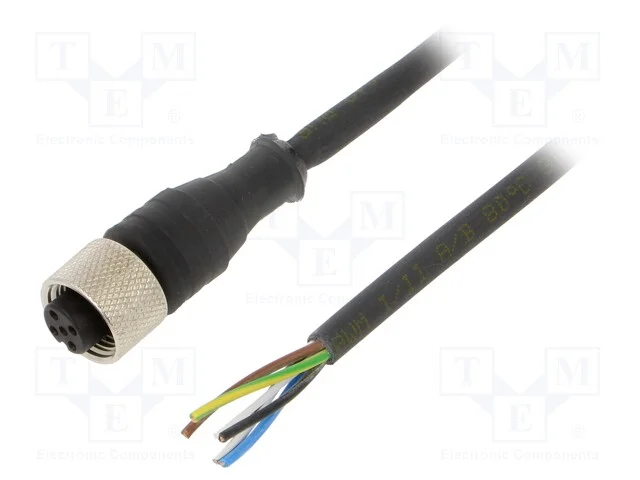 Cabo de Conex&atilde;o, M12, Pin: 5, Simples, 15m, Ficha, 24vac, 4a, Ip67