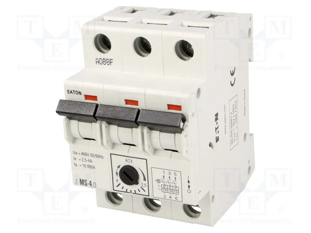Disjuntor de Motor, 1,5kw, 220&divide;440vac, para Trilho Din, 2,5&divide;4a