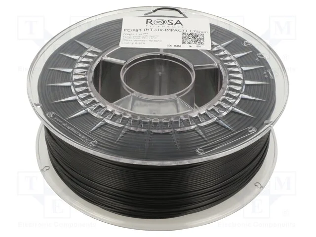Filamento: PC/PBT, 1,75mm, preta, 240&divide;260C, 1kg