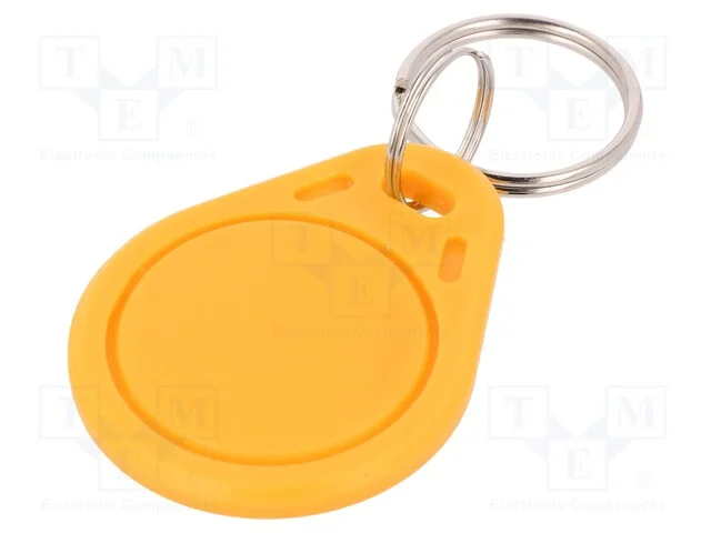 Porta-chaves RFID, pl&aacute;stico, amarelo, 125kHz, 8BR.