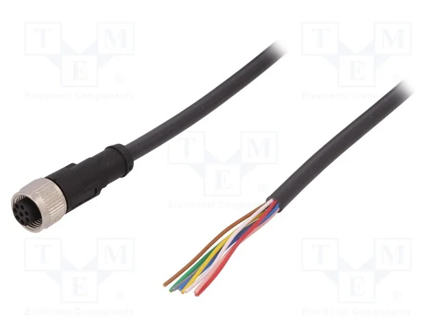 Cabo de Conex&atilde;o, M12, Pin: 8, Simples, 10m, Ficha, 30vac, 4a, Pur