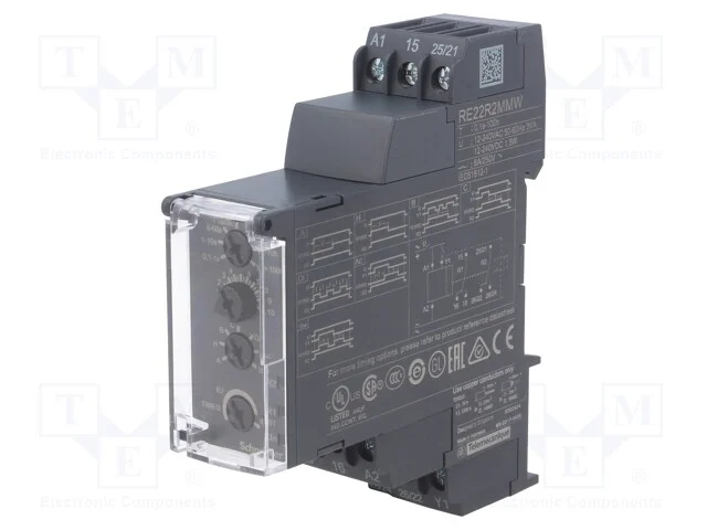 Rel&eacute; temporizado, 0,05s&divide;100h, DPDT, 250VAC/8A, Ut.