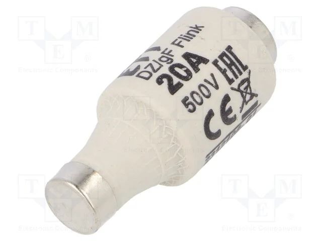 Fus&iacute;vel: Baixa Tens&atilde;o, R&aacute;pido, 20a, 500vac, 440vdc, Cer&acirc;mico, Dii, D